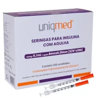 SERINGA PARA INSULINA 0,3ML 8MM X 0,30MM 30G UNIQMED UN