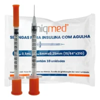 SERINGAS PARA INSULINA 0,5ML 6MM X 31G POLYBAG UNIQMED PACOTE C/10 UNIDADES