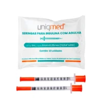 SERINGA 1ML 6MM X 0,25 31G POLYBAG UNIQMED PACOTE C/ 10 UNIDADES
