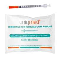 SERINGAS PARA INSULINA 1ML 6MM X 31G - CAIXA COM 100 UUNIDADES- POLYBAG- PACOTE 10X10  UNIQMED